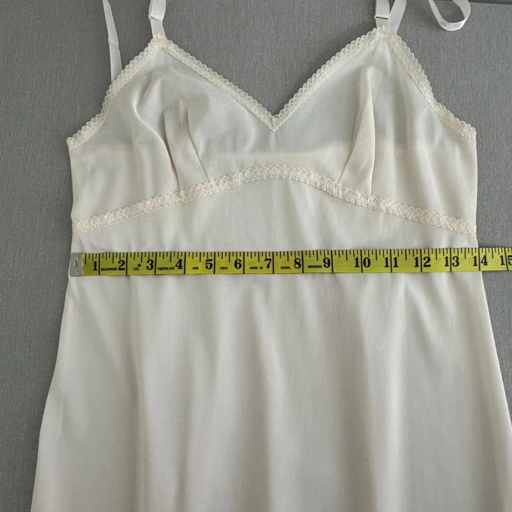 Vintage Lorraine Maxi Peach/Cream Maxi Slip Size 34 - Picture 7 of 10